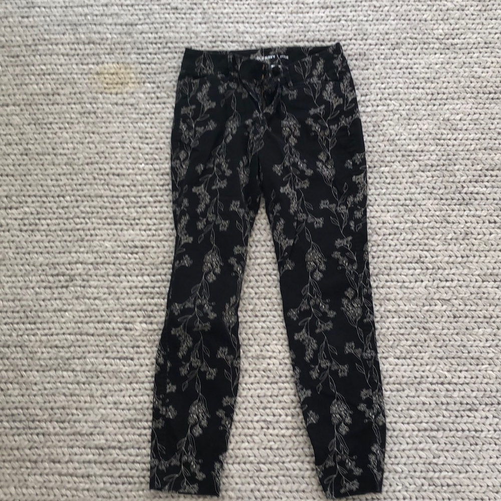 Black with white floral patterned pants